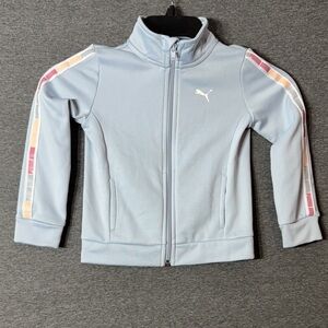 Puma Kids Light Blue zip up withColorful Stripes 4t